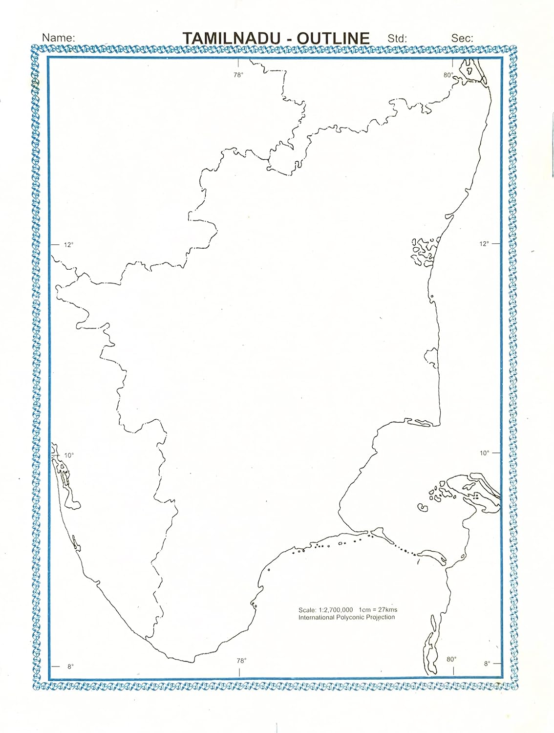 Tamil Nadu Outline Map